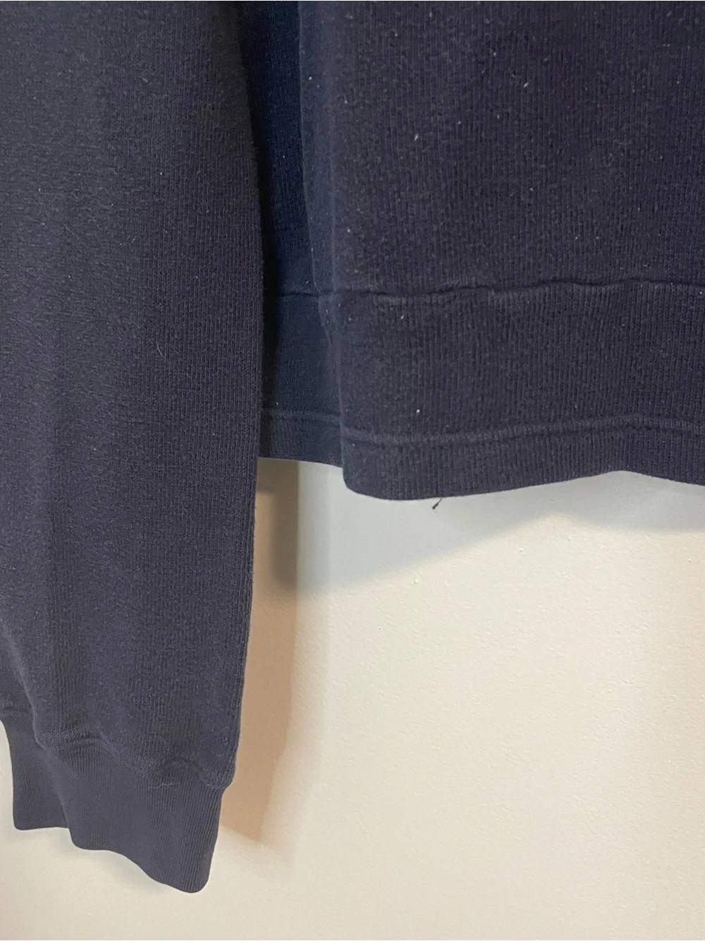 J. Crew Navy Cropped Crewneck Sweatshirt with White Stripes